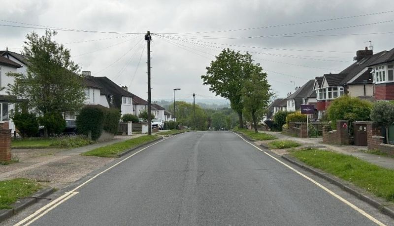 View from Newbury Gardens down to Stoneleigh Park Road. (Credit: Epsom and Ewell Borough Council documents)