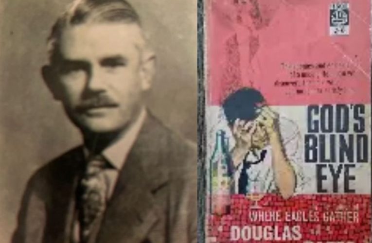 Portrait photo of Bader and cover of his book "God's Blind Eye".