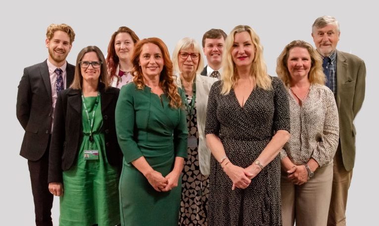 New Mole Valley District Council cabinet ,including leader Cllr Bridget Kendrick (front left) and deputy leader Cllr Claire Malcomson (image MVDV)