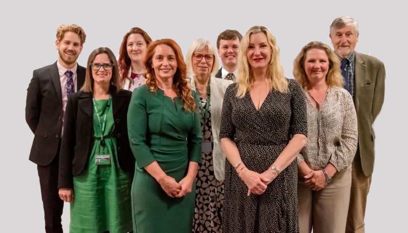 New Mole Valley District Council cabinet ,including leader Cllr Bridget Kendrick (front left) and deputy leader Cllr Claire Malcomson (image MVDV)