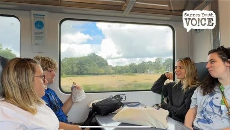 Young people on train