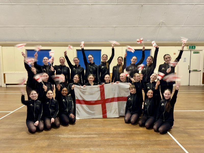 Chamille Dance Group waving England flags