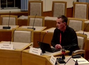 Cllr Ames at meeting. EEBC YouTube channel
