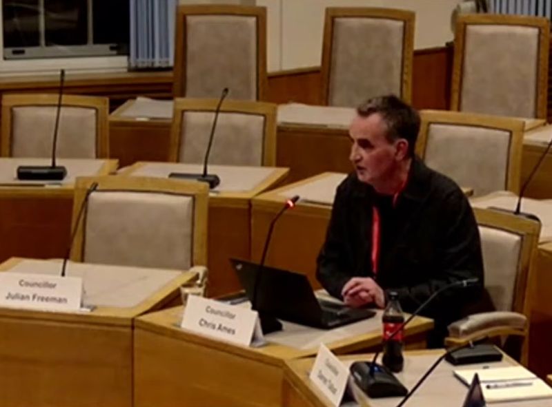 Cllr Ames at meeting. EEBC YouTube channel