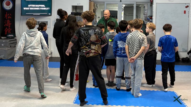 Xavier with a young group.
