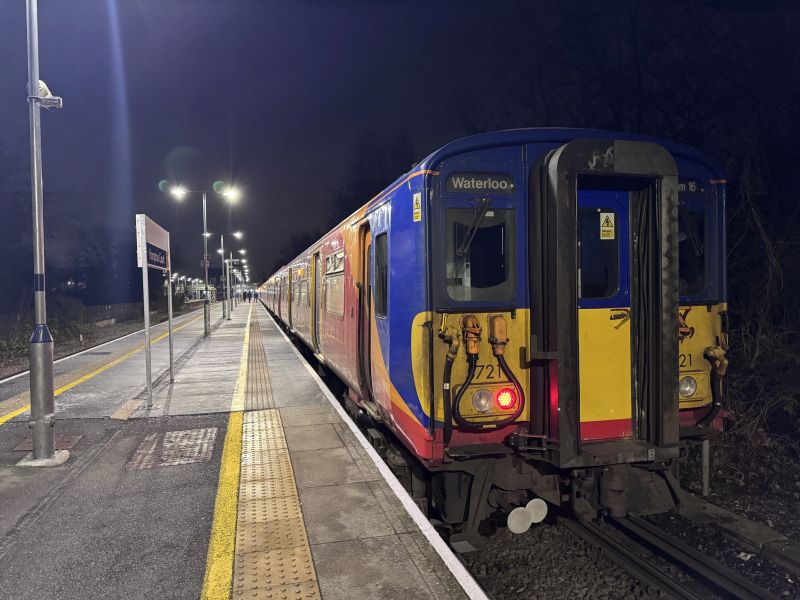 The 17.54 from Hampton Court to London Waterloo on Thursday January 29 was the old retired train brought back into service (LDRS)