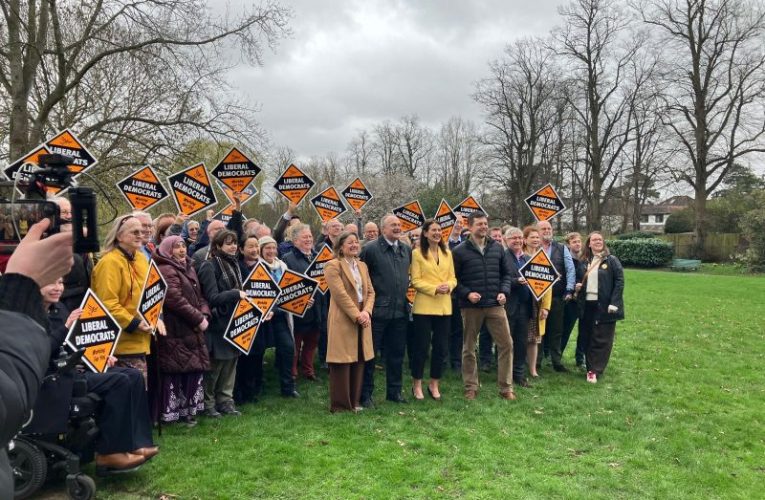 Liberal Democrats launch East Surrey election campaign, with leader Ed Davey. (Credit: Emily Dalton/LDRS)