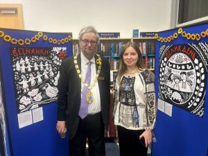 Mayor Leach with Sofia Ziatyk