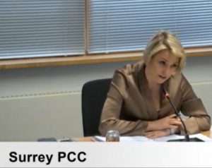 Surrey Police and Crime Officer, Lisa Townsend, at the Surrey Police and Crime panel. (Credit: Surrey County Council webcam)