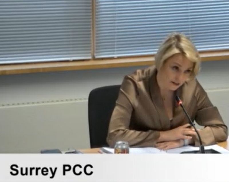Surrey Police and Crime Officer, Lisa Townsend, at the Surrey Police and Crime panel. (Credit: Surrey County Council webcam)