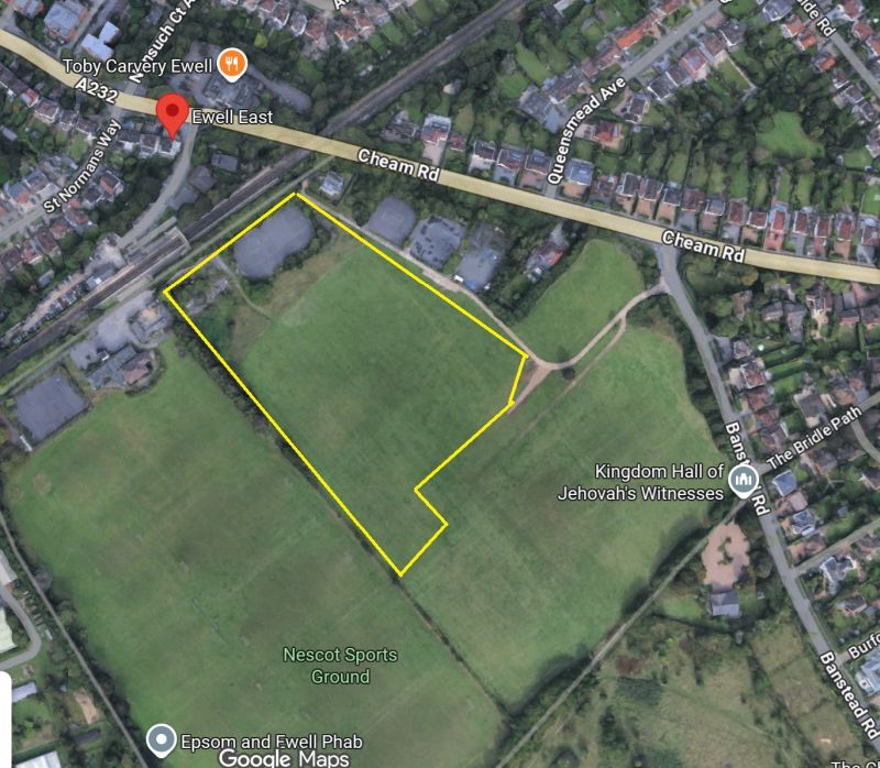 Priest Hill with development area in yellow lines. Google Maps