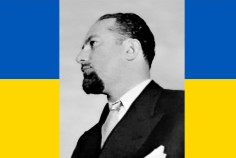 Bialoguski on Ukraine flag background