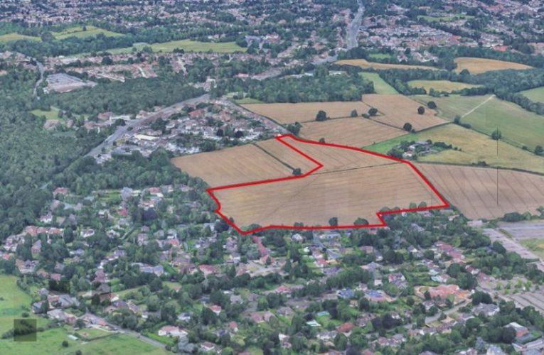 View of the outline of the proposed development site between Canons Lane and Doric Drive, Kingswood. (Credit: Lightwood planning documents)
