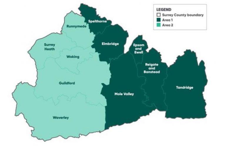 Map of Surrey