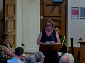 Cllr Kim Spickett in chamber of EEBC