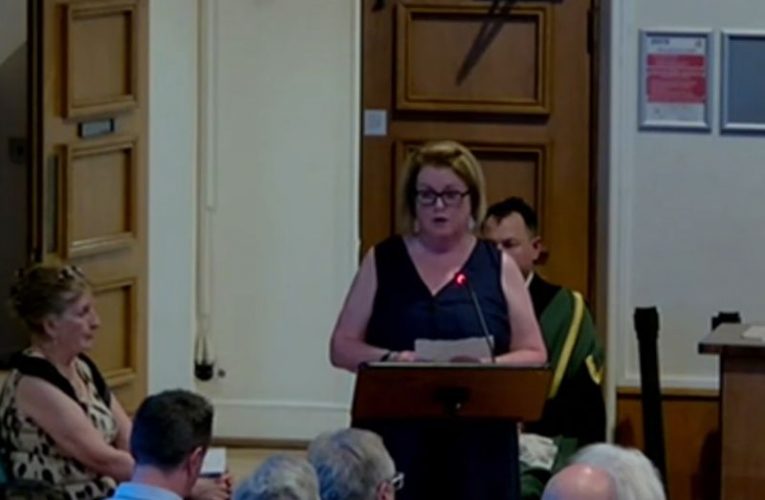 Cllr Kim Spickett in chamber of EEBC