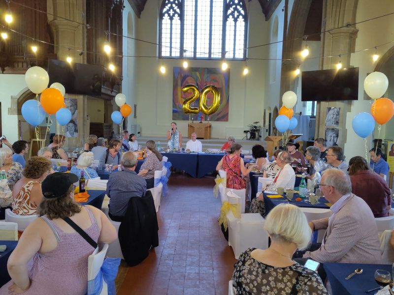 Helen Maguire addresses the 20th anniversary party of LMLMM