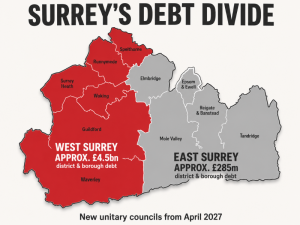 Surrey east and west and their debts