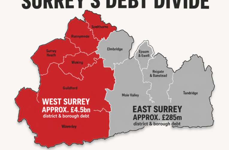 Surrey east and west and their debts