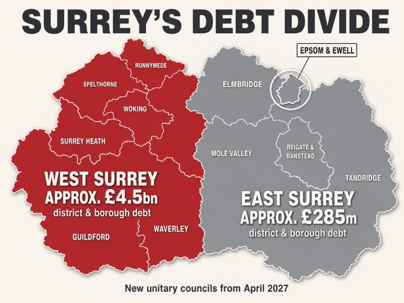 Graphic of Surrey's debt divide
