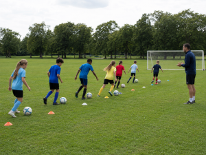 Youngsters in football training session