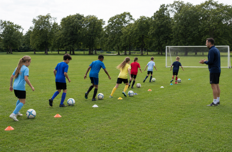 Youngsters in football training session