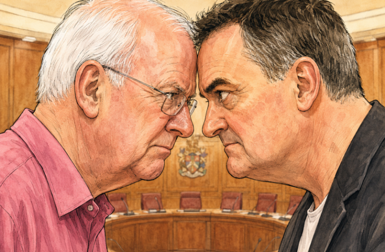 Cartoon Dallen and Ames at loggerheads. cc EET