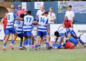Epsom and Ewell FC celebrate a goal