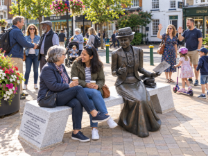Residents around the Davison statue on Epsom being friendly.