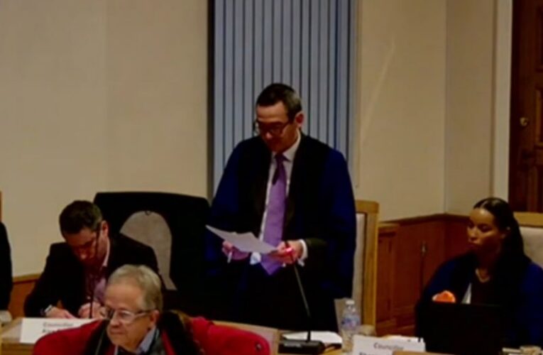 McCormick speaks, Coley to his left and Goldman to his right. Woodbridge in foreground. EEBC YouTube
