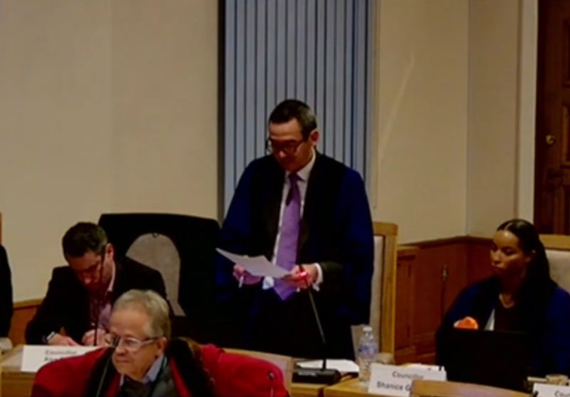 McCormick speaks, Coley to his left and Goldman to his right. Woodbridge in foreground. EEBC YouTube