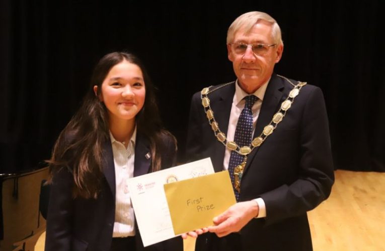 Instrumental winner Satomi Brocklebank with Epsom and Ewell Mayor Steve Bridger